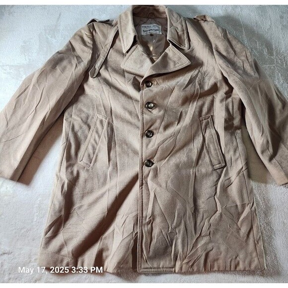 VTG 1970's StratoJac Strato Suede Men's 46 Tan Water Repellent Coat Union Made - Picture 1 of 14